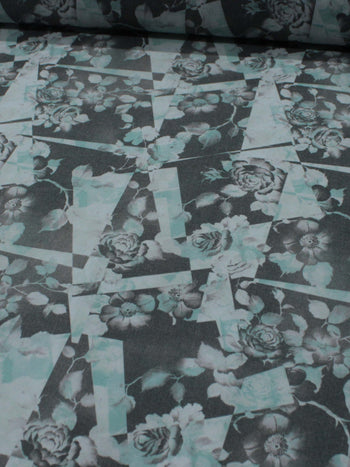 Tecido Linho Misto Floral e Colagens