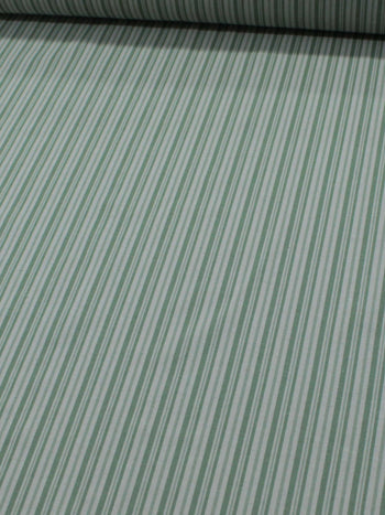 Tecido Linho Misto Listras Duplas Verde e Creme