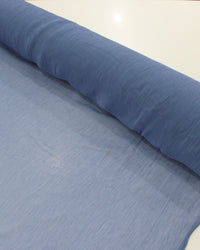 Tecido Crepe Chiffon de Seda Misto Micro Plissado Azul