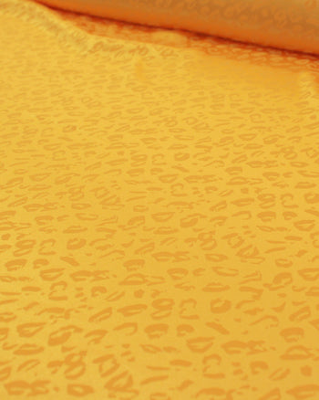 Tecido Cetim Brocado Animal Print Amarelo