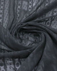Tecido Crepe Chiffon Brocado com Brilho Preto