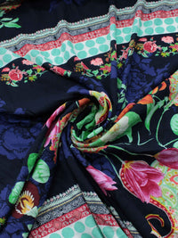 Tecido Viscose Estampa Lenços Coloridos