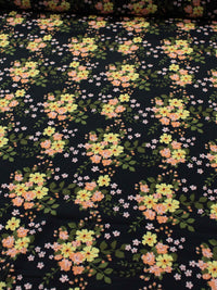 Tecido Viscose Estampa Floral Amarelo Verde e Preto