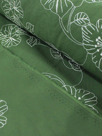 Tecido Alfaiataria de Viscose Bordada Floral Branco e Verde Militar