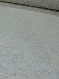 Tecido Linho Misto Bordado Floral Bege