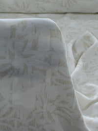 Tecido Viscolinho Brocado Devorê Floral e Geométrico Bege e Offwhite