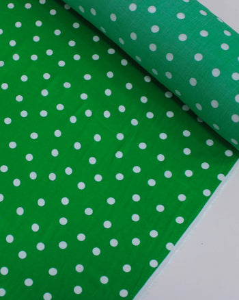 Tecido Viscose Poá Irrergular Branco e Verde
