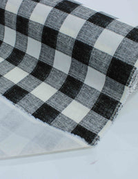 Tecido Linho Misto Camisaria Macro Xadrez Preto e Offwhite