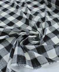 Tecido Linho Misto Camisaria Macro Xadrez Preto e Offwhite