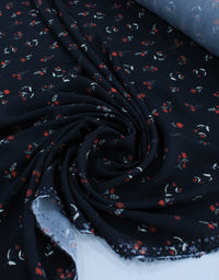 Tecido Viscose Premium Liberty Vermelho e Azul Marinho Noite