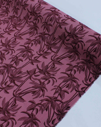 Tecido Viscose Texturizada Coqueiros Tons de Rosa