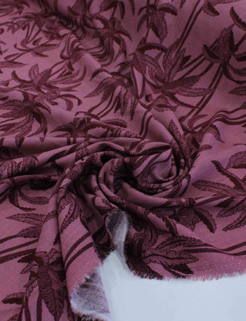 Tecido Viscose Texturizada Coqueiros Tons de Rosa