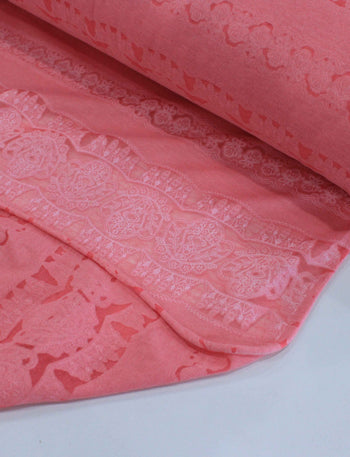 Tecido Cambraia de Algodão Mista Devore Rosa
