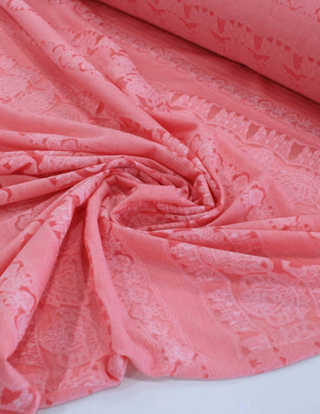 Tecido Cambraia de Algodão Mista Devore Rosa