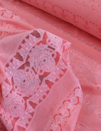 Tecido Cambraia de Algodão Mista Devore Rosa