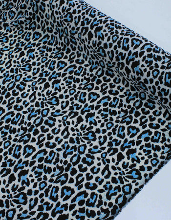 Tecido Crepe Bubble com Elastano Animal Print Azul