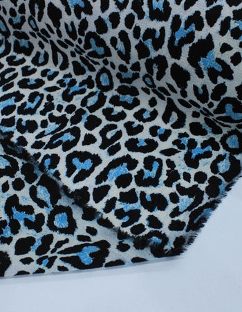 Tecido Crepe Bubble com Elastano Animal Print Azul