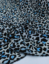 Tecido Crepe Bubble com Elastano Animal Print Azul