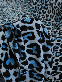 Tecido Crepe Bubble com Elastano Animal Print Azul