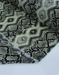 Tecido Crepe Bubble Étnico Verde Menta e Preto