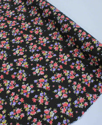 Tecido Cambraia de Algodão Floral Preto