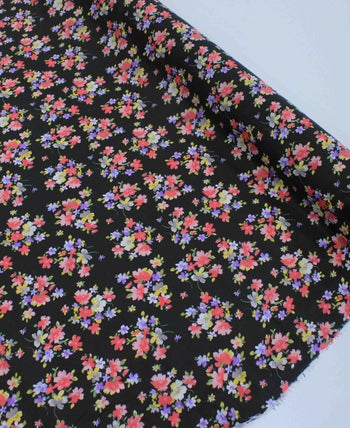 Tecido Cambraia de Algodão Floral Preto