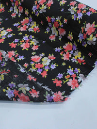 Tecido Cambraia de Algodão Floral Preto
