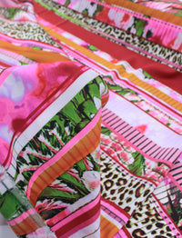 Tecido Crepe Silk Animal Print e Geométrico Rosa