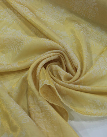 Tecido Algodão Brocado Flores Dourado