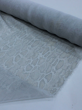 Tecido Crepe Chiffon com Foil Animal Print Cobra Prata
