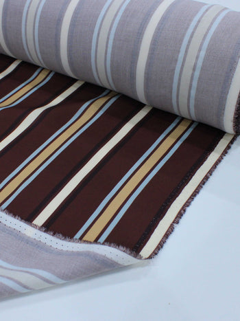 Tecido Viscose Premium Multi Listras Tons Terrosos