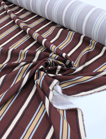 Tecido Viscose Premium Multi Listras Tons Terrosos