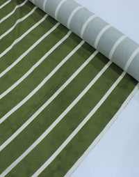 Tecido Viscose Premium Listras Estonadas Verde Oliva e Creme