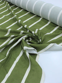 Tecido Viscose Premium Listras Estonadas Verde Oliva e Creme