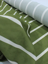 Tecido Viscose Premium Listras Estonadas Verde Oliva e Creme