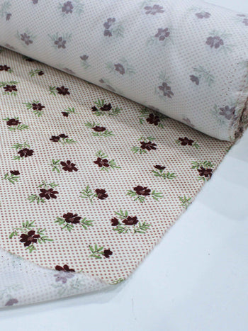 Tecido Viscose Premium Micro Poá e Floral Tons de Rosa