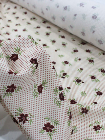 Tecido Viscose Premium Micro Poá e Floral Tons de Rosa