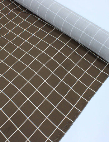 Tecido Viscose Premium Quadriculado Marrom e Creme