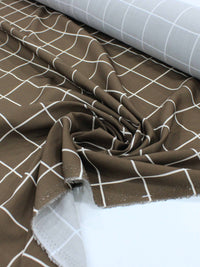 Tecido Viscose Premium Quadriculado Marrom e Creme