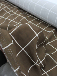 Tecido Viscose Premium Quadriculado Marrom e Creme