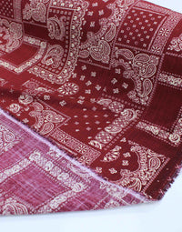 Tecido Viscose Texturizada Recortes em Cashmere Marsala