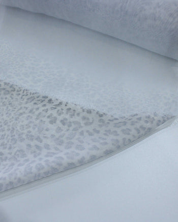 Tecido Crepe Chiffon com Foil Animal Print Classico Prata