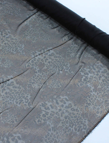 Tecido Crepe Chiffon com Foil Animal Print Dourado e Preto