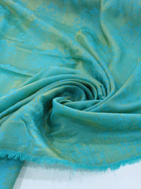 Tecido Cambraia de Algodão Brocada Flores Verde e Dourado