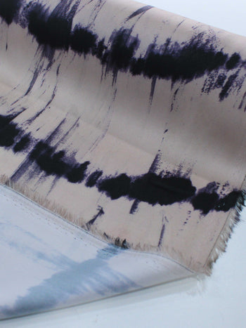 Tecido Crepe Silk Italiano Tie Dye Rosé e Roxo