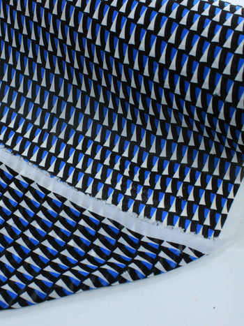 Tecido Crepe Chiffon Italiano Ilusão de Ótica Preto e Azul