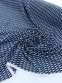 Tecido Crepe Chiffon Italiano Ilusão de Ótica Preto e Azul