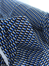 Tecido Crepe Chiffon Italiano Ilusão de Ótica Preto e Azul