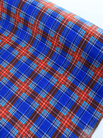 Tecido Tweed Italiano Xadrez Azul e Vermelho