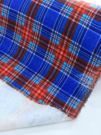 Tecido Tweed Italiano Xadrez Azul e Vermelho